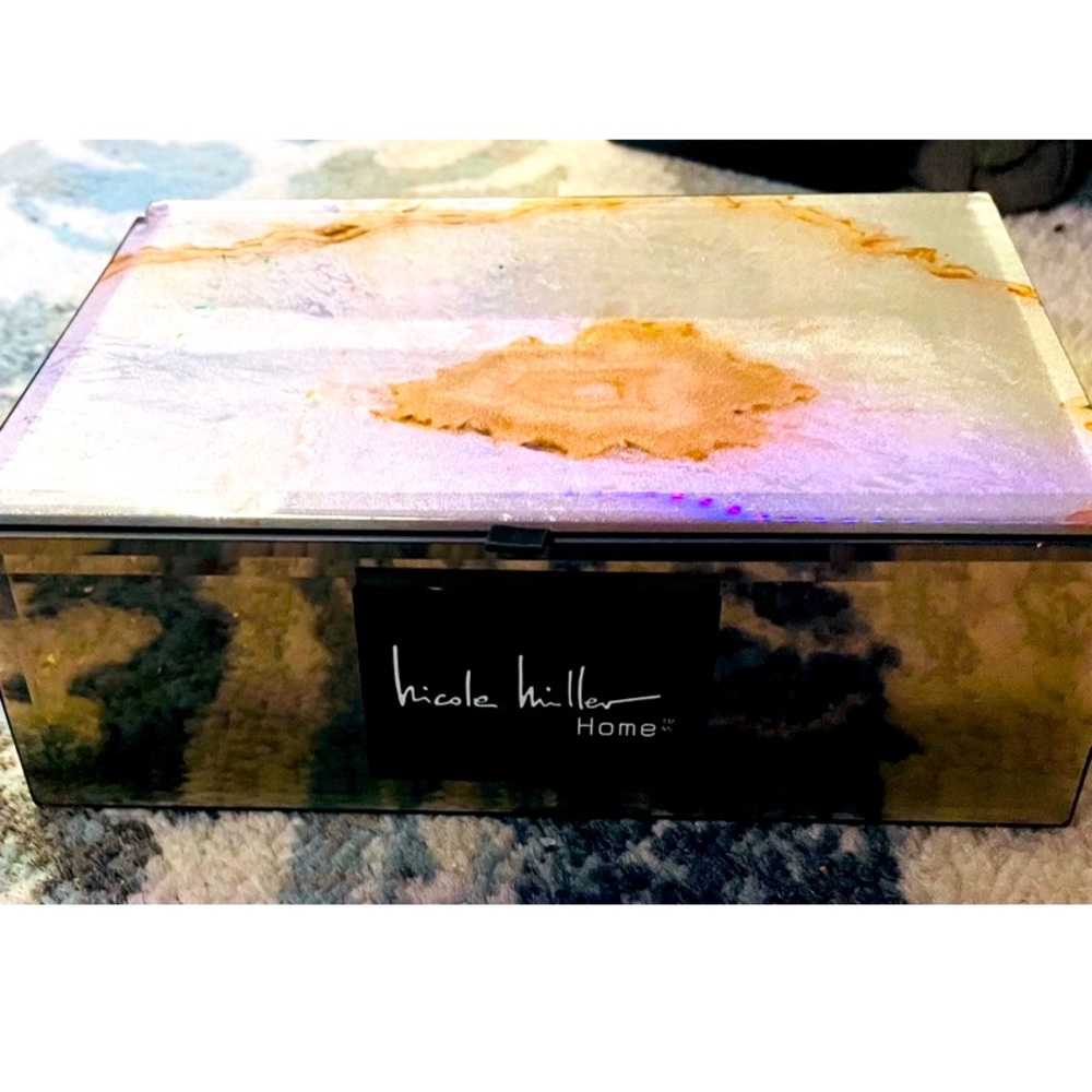 Nicole miller collection glass and silver marble jewelry box